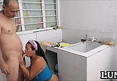 venezuelan amateur gets fucked while washing clothes