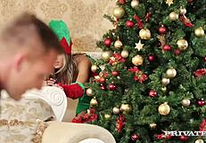 Skinny teen Gina Gerson gets double penetration for Christmas.