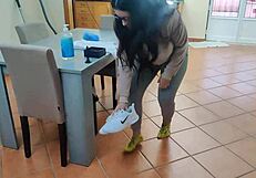 Maid With Glasses Takes Butt Plug And Vibrator For Intense Internal Cumshot.