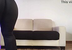 curvy pawg cleans her apartment in tight leggings showing off big ass