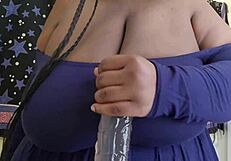 BBW enjoys huge dildo and monster cock toys