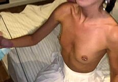 Her Cuckold Didn't Expect Tight Pussy 3some with Two Guys from Party