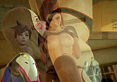Futa Overwatch Threesome: Tracer, Brigitte, and DVA Engage in 3D Creampie Action