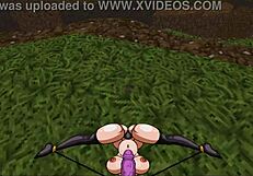 In this hentai parody, the futanari barbarian heroine conquers monster girls with her big cock.