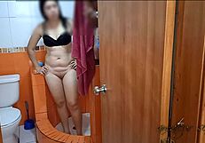 Roommate Enters Bathroom, Naked, Offers Big Ass for Hard Fuck Against Wall