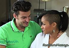 stunning masseuse gives handjob and facial 😍