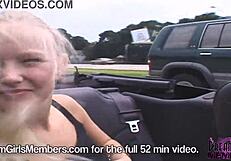 Hot blonde exclaims, 'ride topless in my convertible and flash those tits!'