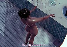 Big Tits Anime Girl Bathes in Shower, Revealing Her Curvy Body