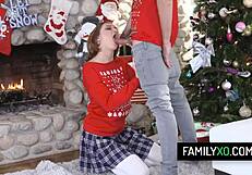 Blonde Teen Stepsis Riley Mae Banged by Stepbro at Christmas