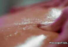 Beautiful Blonde Masseuse Seduces Housewife with Fingering and Rimjob on Desk