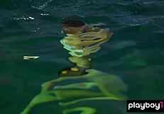 classy britt linn swims naked in outdoor pool