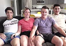 Teen orgy explodes with big cocks splitting tight holes and first-time rimming in wild 4some