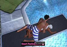 Cartoon Scene Taken at Public Pool Jumping Board