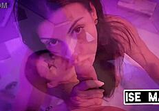 Ise Mah Gives POV Blowjob in Steamy Motel Bathtub