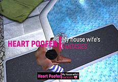 Cartoon Scene Taken at Public Pool Jumping Board