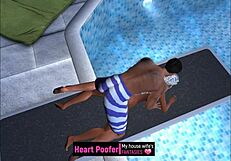 Cartoon Scene Taken at Public Pool Jumping Board