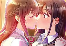 Secret kiss in anime game feels sweet and tender
