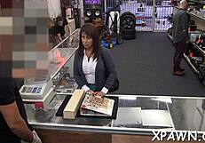 daring woman seduces in shop