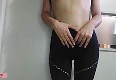 nini tries on leggings showing off her big ass