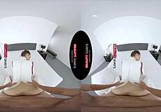 Reality Lovers VR Features a Skinny Petite Latex Android Bent Over