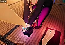 kadobu hentai ep 2 shows futanari girl giving footjob to dildo