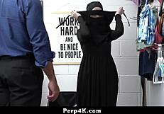 Security officer catches the hijab teen shoplifting and things get steamy 😏