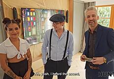 Latina tattooed pussy comes with a high price for old cuckold.