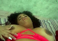 This brazilian brunette babe is solo masturbating her tight pussy