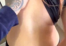 Whoa! Rubbing Until Cum Explodes on Latina Maid's Leggings in Homemade Clip