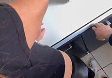 Whoa! Rubbing Until Cum Explodes on Latina Maid's Leggings in Homemade Clip