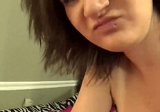 Amateur babe gets wild in bed and munches on cum-soaked fries after.