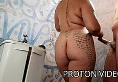 Showering with Hotwife Latina in Steamy Doggy Action