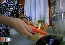 ever seen a spanish mature slut take veggies and cock in her ass?