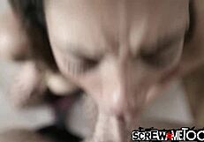 screwmetoo sexy spanish girl pulls panties aside for hardcore blowjob