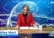 camsoda features a hot milf riding sybian and masturbating while reading live news.