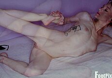 Sylvia's intense leg show featuring toes and asshole