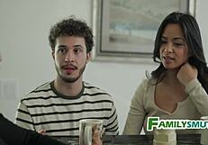 Stepmom helps me record porno with my girlfriend, but she's not my son, just a teen 18+ slut with big ass