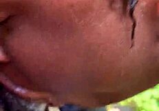 Ghetto bitch sucks and fucks hard outdoors!