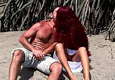 Curly Redhead Latina Teen Marcia Gets Rough Outdoor Sex at Beach