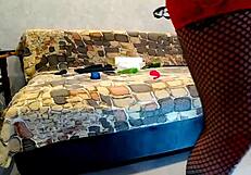 Stretching my ass online in cosplay slut costumes during web chat assfucking