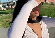 Petite Asian Teen Avery Black Fucked in Car POV.