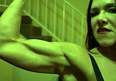 Muscular redhead secretary dominates her boss at work.