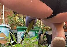 Hot Damn! New Shorts Flashing Ass on Patio!