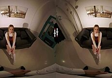 Tattooed redhead with big tits rides in cowgirl position