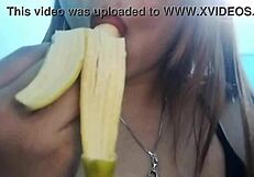 I can't resist this seductive banana sucking play