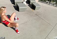 Blonde With Small Tits Uses Toys For Massive Squirt, Then Gets Assfucked And Facial Cumshot. Is It 30 Inches?