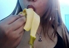 I can't resist this seductive banana sucking play