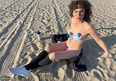 This Jewish milf grabbed a stranger for beach sex