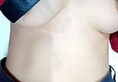 Spanking Natural Tits with Belt