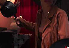 Blonde And Black Babes Share Big Cock In Outdoor Threesome